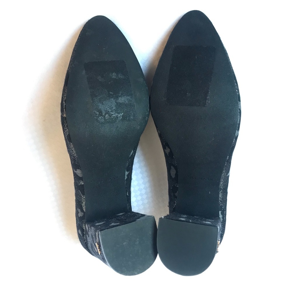 Cole Haan Black Silver Animal Print Block Heels 7B - Picture 6 of 8